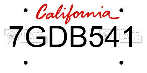 7GDB541 California License Plate
