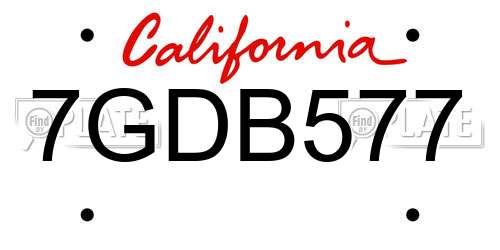 7GDB577 California License Plate