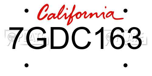 7GDC163 California License Plate