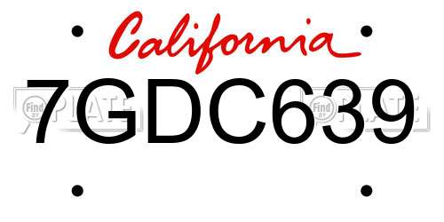 7GDC639 California License Plate