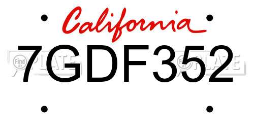 7GDF352 California License Plate