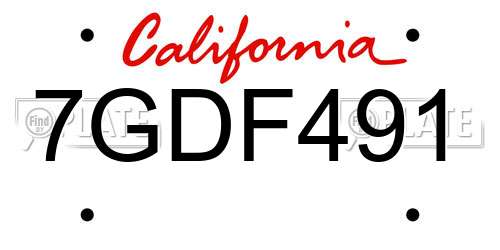 7GDF491 California License Plate