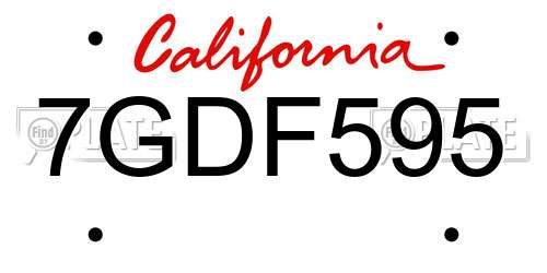 7GDF595 California License Plate