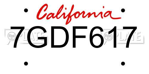 7GDF617 California License Plate