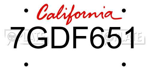 7GDF651 California License Plate