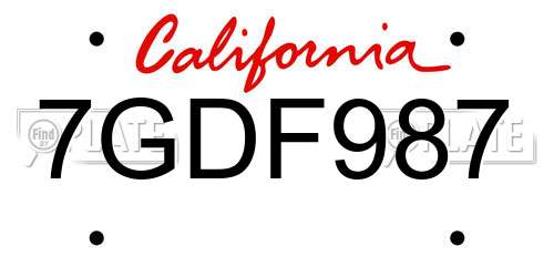 7GDF987 California License Plate