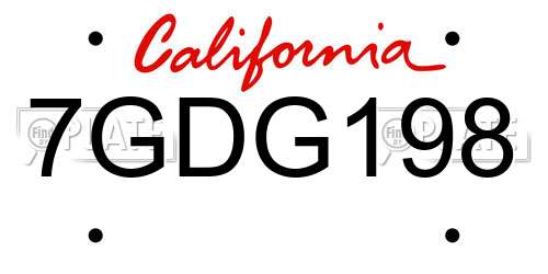 7GDG198 California License Plate