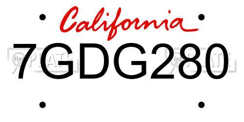 7GDG280 California License Plate