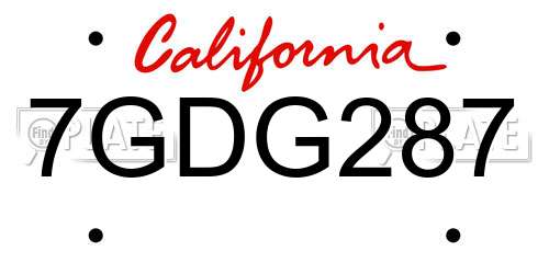 7GDG287 California License Plate