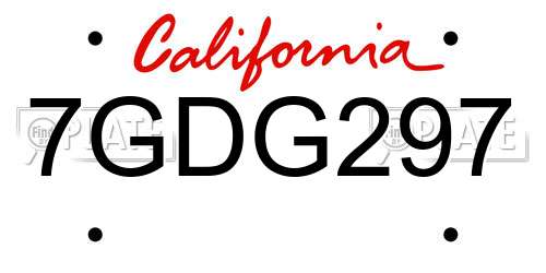 7GDG297 California License Plate