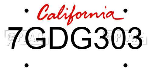 7GDG303 California License Plate