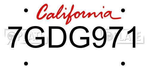7GDG971 California License Plate