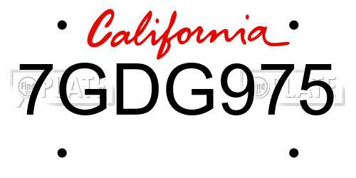 7GDG975 California License Plate