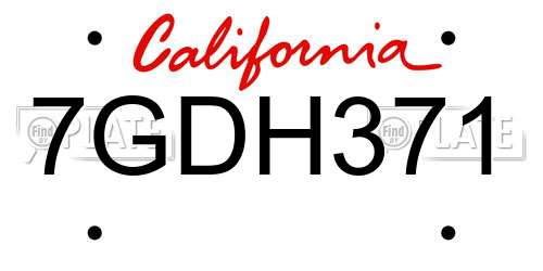 7GDH371 California License Plate