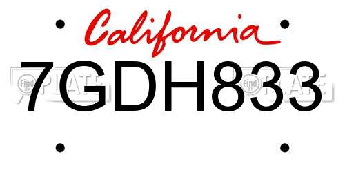 7GDH833 California License Plate
