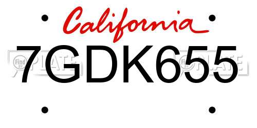 7GDK655 California License Plate