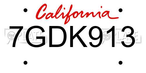 7GDK913 California License Plate
