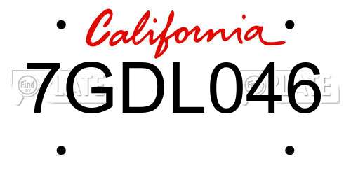 7GDL046 California License Plate