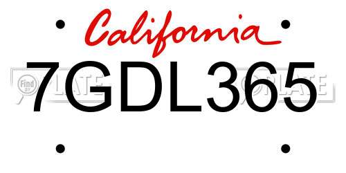 7GDL365 California License Plate
