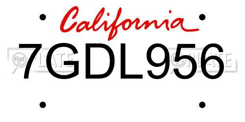 7GDL956 California License Plate