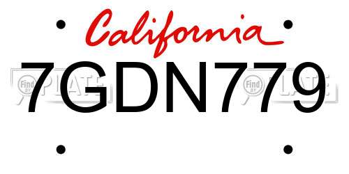 7GDN779 California License Plate
