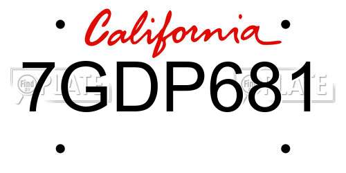 7GDP681 California License Plate
