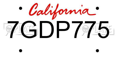 7GDP775 California License Plate
