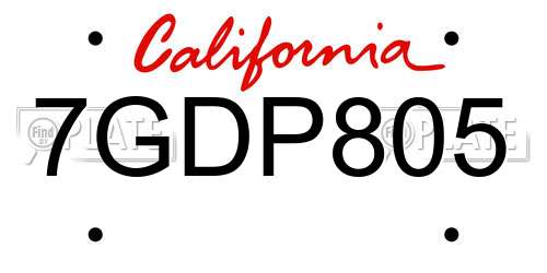 7GDP805 California License Plate