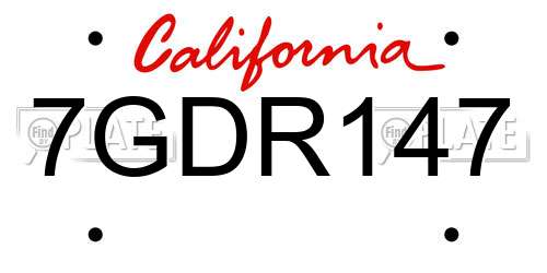 7GDR147 California License Plate