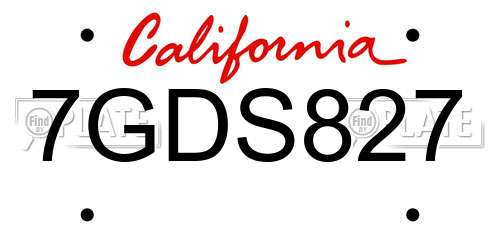 7GDS827 California License Plate