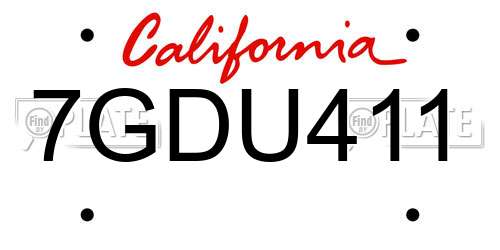 7GDU411 California License Plate