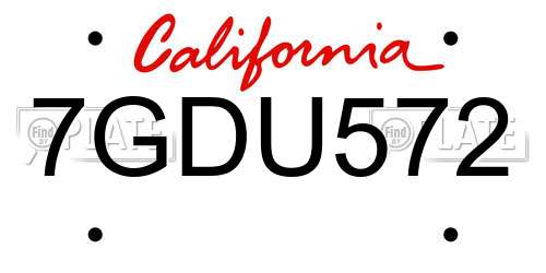 7GDU572 California License Plate