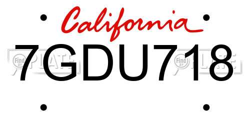 7GDU718 California License Plate