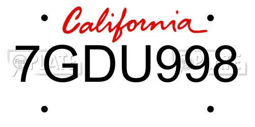 7GDU998 California License Plate