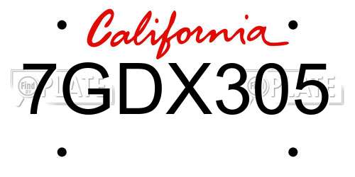 7GDX305 California License Plate