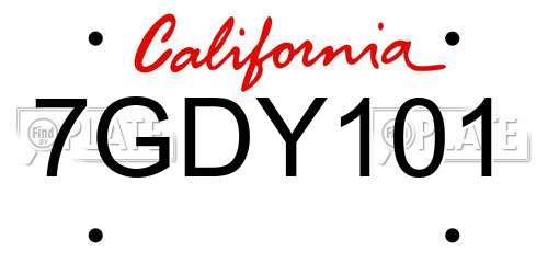 7GDY101 California License Plate