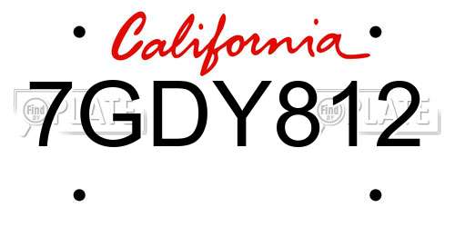 7GDY812 California License Plate