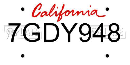 7GDY948 California License Plate