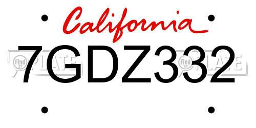 7GDZ332 California License Plate