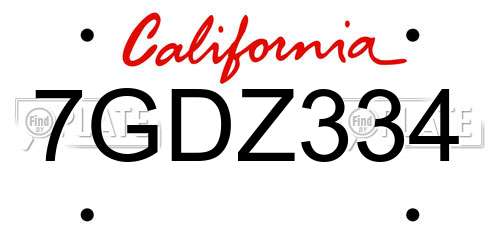 7GDZ334 California License Plate