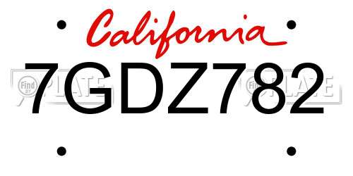 7GDZ782 California License Plate