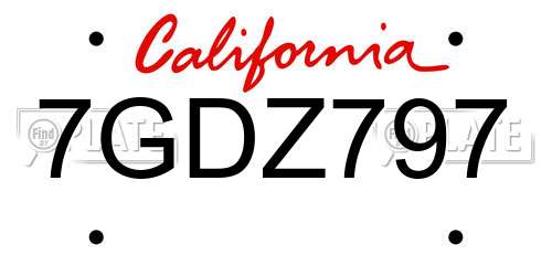 7GDZ797 California License Plate