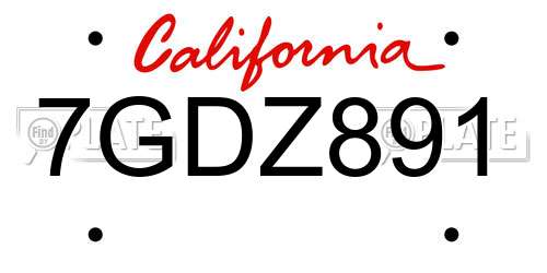 7GDZ891 California License Plate