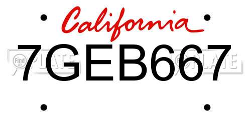 7GEB667 California License Plate