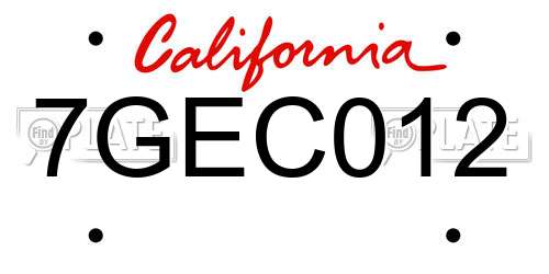 7GEC012 California License Plate