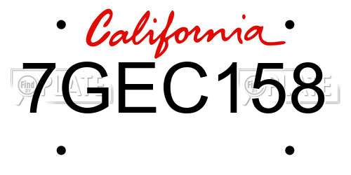 7GEC158 California License Plate