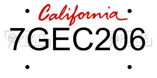 7GEC206 California License Plate