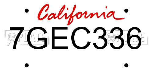 7GEC336 California License Plate