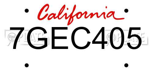 7GEC405 California License Plate