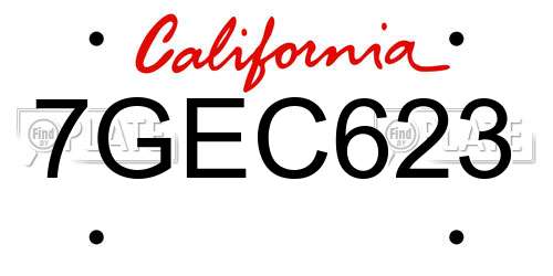 7GEC623 California License Plate